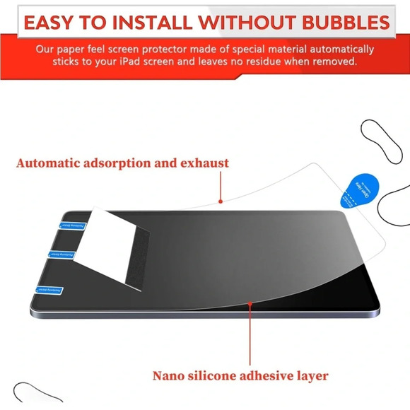 ZOEGAA‎ 2-pack iPad Pro 12.9 Paper Screen Protector Matte Film PET Film NWT - Picture 5 of 8